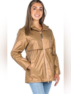 New Charles River Apparel New Englander Rain Jacket - Gold Leopard S